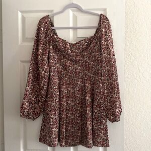 Mini long sleeve floral dress. Size small. Never worn. Nordstrom. Lush brand.